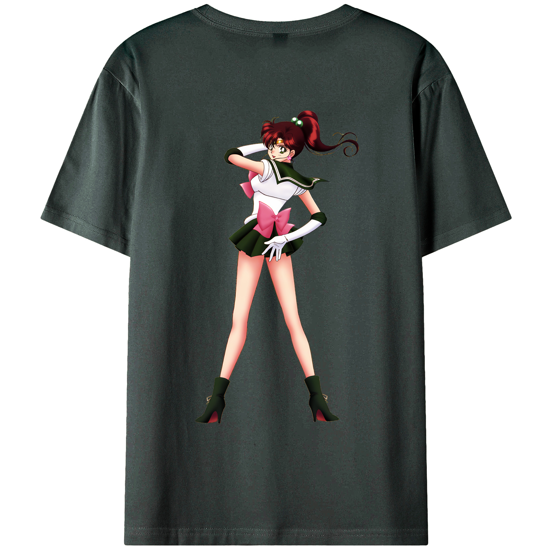 （画像用） 美少女戦士セーラームーン 木野 まこと きの まこと Sailor Moon Kino Makoto （セーラージュピター；Sailor Jupiter） 綿100％ メンズ半袖Tシャツ（バックプリント） 通気性